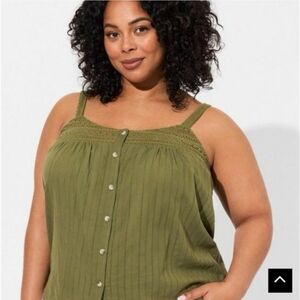 Torrid Size 4 Olive Green Crochet Detail Tank Top